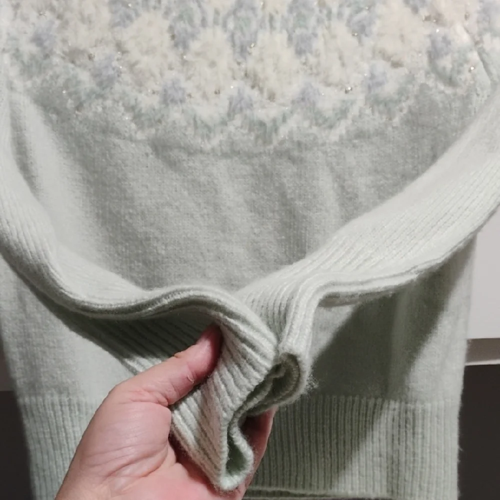 SALE! NWT Ann Taylor Light Green Fair Isle Mock Neck Sweater Fits Bigger (X2) - Picture 6 of 9